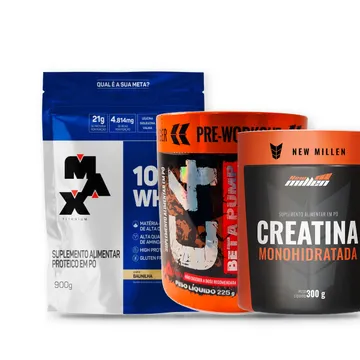 Combo Treino Forca Whey Max Titanium 21g Pre Treino C4